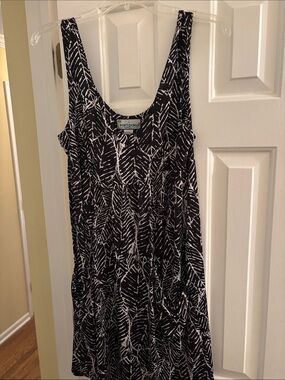 Porto Cruz Black & White Printed Tank Dress